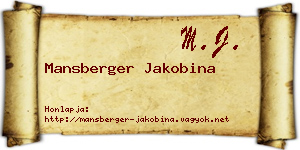 Mansberger Jakobina névjegykártya
